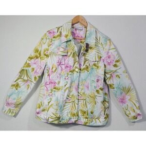 Floral Print Button‎ Front LP Blouse Shirt Womens Alfred Dunner Garden Bloom Lq